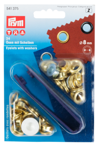 PRYM ÖSEN UND SCHEIBEN 8MM Gold - 24STK